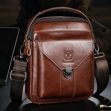 Men Genuine Leather Messenger Bag Casual Travel Shoulder Bags Crossbody Pack