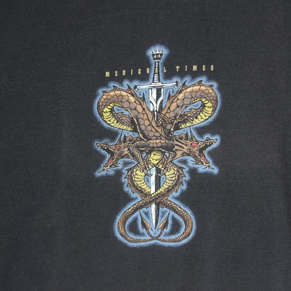 Vintage JNCO Type T Shirt Mens 2XL Black Medieval Times Dragon Sword Y2K Skater - Image 3 of 4