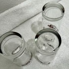 Three (3) Clear Glass Tumbler Glasses Burgundy Geometric Band Decorated — photo 5