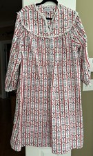 Lanz Salzburg XL Cotton Flannel Gown Hearts Floral Print Eyelet Trim Preowned