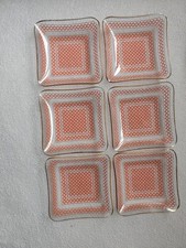 Glasteller mit Dekor und Goldrand, 6-er Set