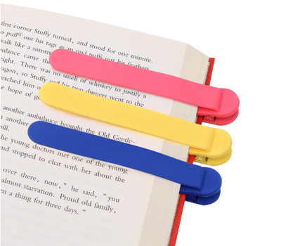 3Pcs Silicone Automatic Bookmark  1 Yellow, 1 Pink &1 Blue - New