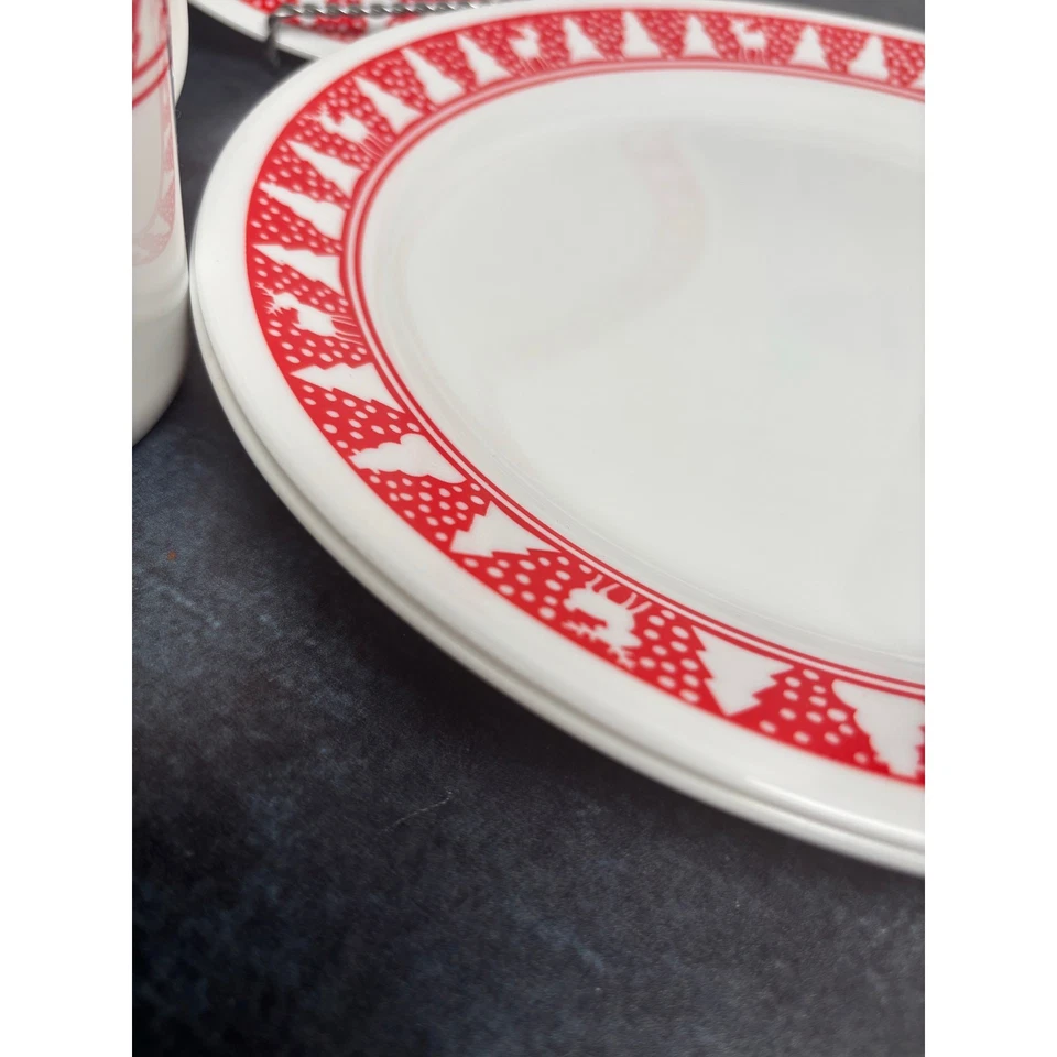 VTG Corelle Corning Winter Festival Red Trees Reindeer Dinnerware Replacements - Image 4 of 4