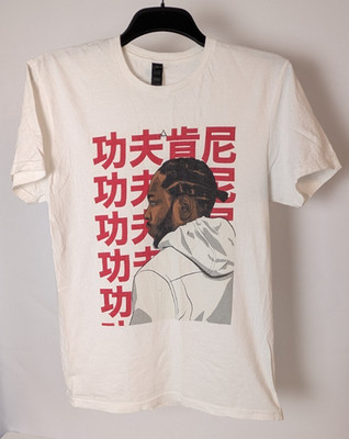 KENDRICK LAMAR T-Shirt White Japanese Writing Graphic Tee Medium UK Rap Y2K Top