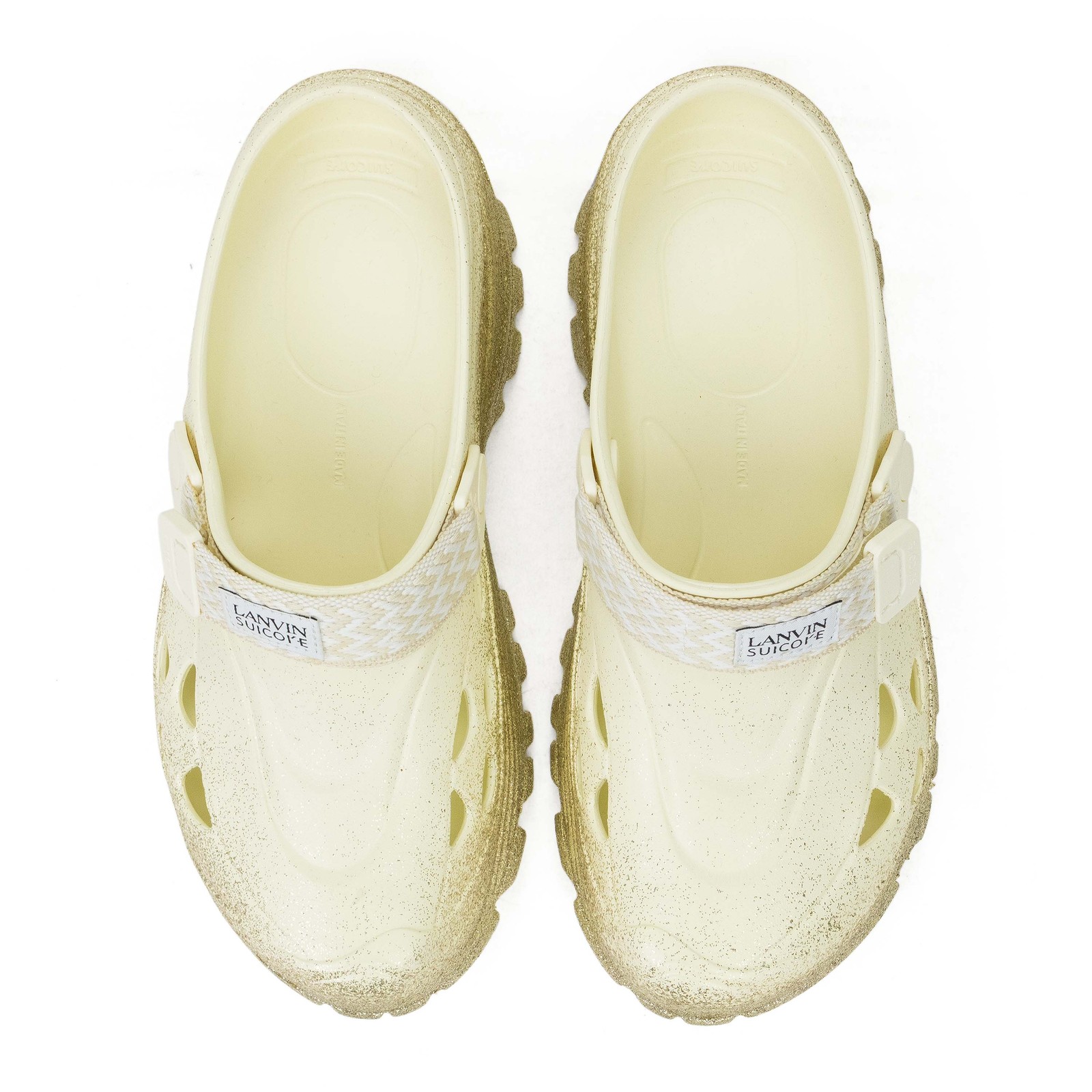 PANTOFOLA D’ORO MOCASSINI NUOVI CON SCATOLA LANVIN ORO BEIGE X SUICOKE MOK CORDOLO DIAPOSITIVE TAGLIA 38 $450