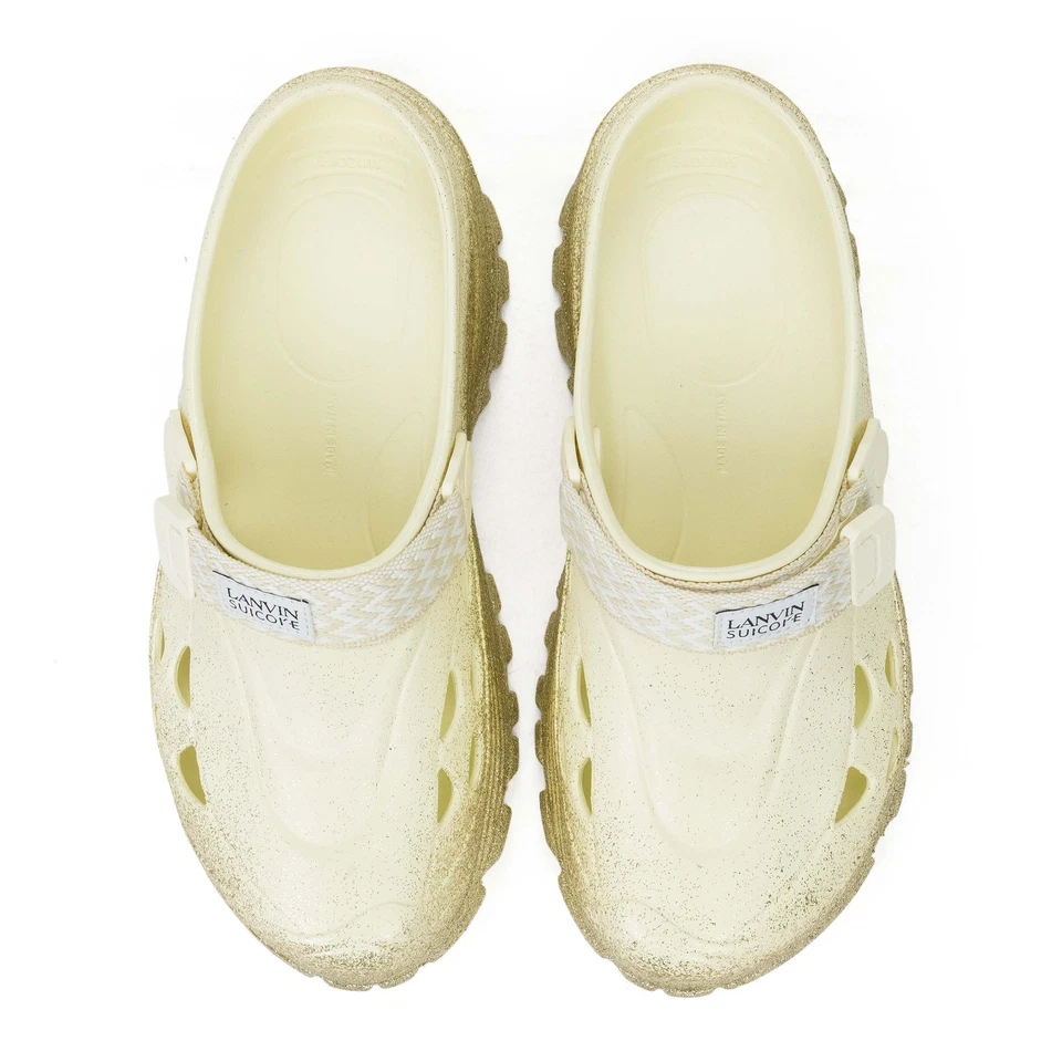 NUEVO EN CAJA LANVIN GOLD/BEIGE X SUICOKE MOCASINES BORDILLO DIAPOSITIVAS TALLA 38 $450 Foto 4 de 4