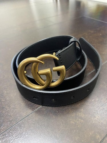 GUCCI Leather Belt Gg Buckle Slim 75Cm