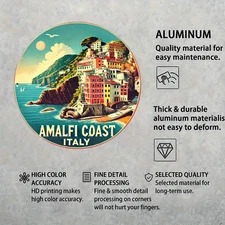 2D Flat2D Flat 1pc 7.87X 7.87Inch Aluminum Vintage Amalfi Coast Mural Decoration