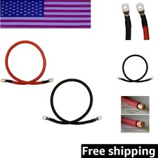 2 AWG Pure Copper Battery Inverter Cables - 18in Dual Red and Black Lugs