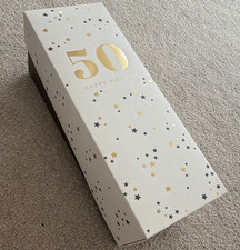 50 Happy Birthday Rectangular Gift Boxes White Gold Black Star Pattern