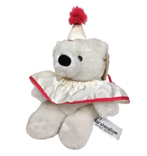 Russ Caress Soft Pets Clown Bear Li'l Marshmallow White Pom Pom Hat 6"