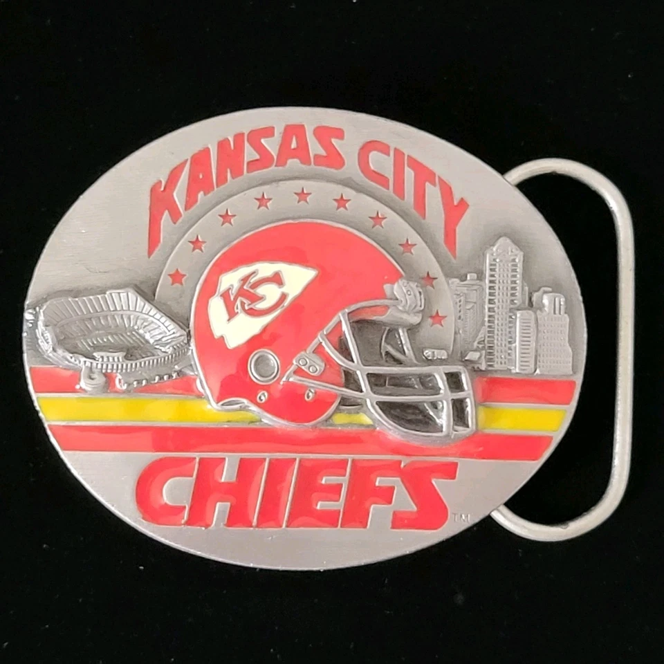 Hebilla de cinturón vintage de los Kansas City Chiefs NFL Siskiyou peltre 1993 edición limitada Foto 4 de 4