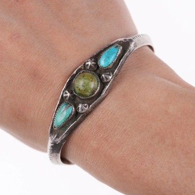 6.375'' 20's-30's Navajo Sandcast sterling silver cuff bracelet