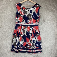 Tahari Arthur S Levine Dress Womens 12 Petite Red Blue Floral Sleeveless- 2902*