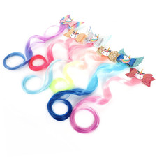 6-Colors Unicorn Hair Bows Clips Hair Accessories For Girls Kids Glitter Brai...