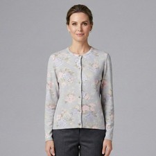 VTG Marchetta Sweater Womens Medium Floral Cardigan Button Cotton Made In USA