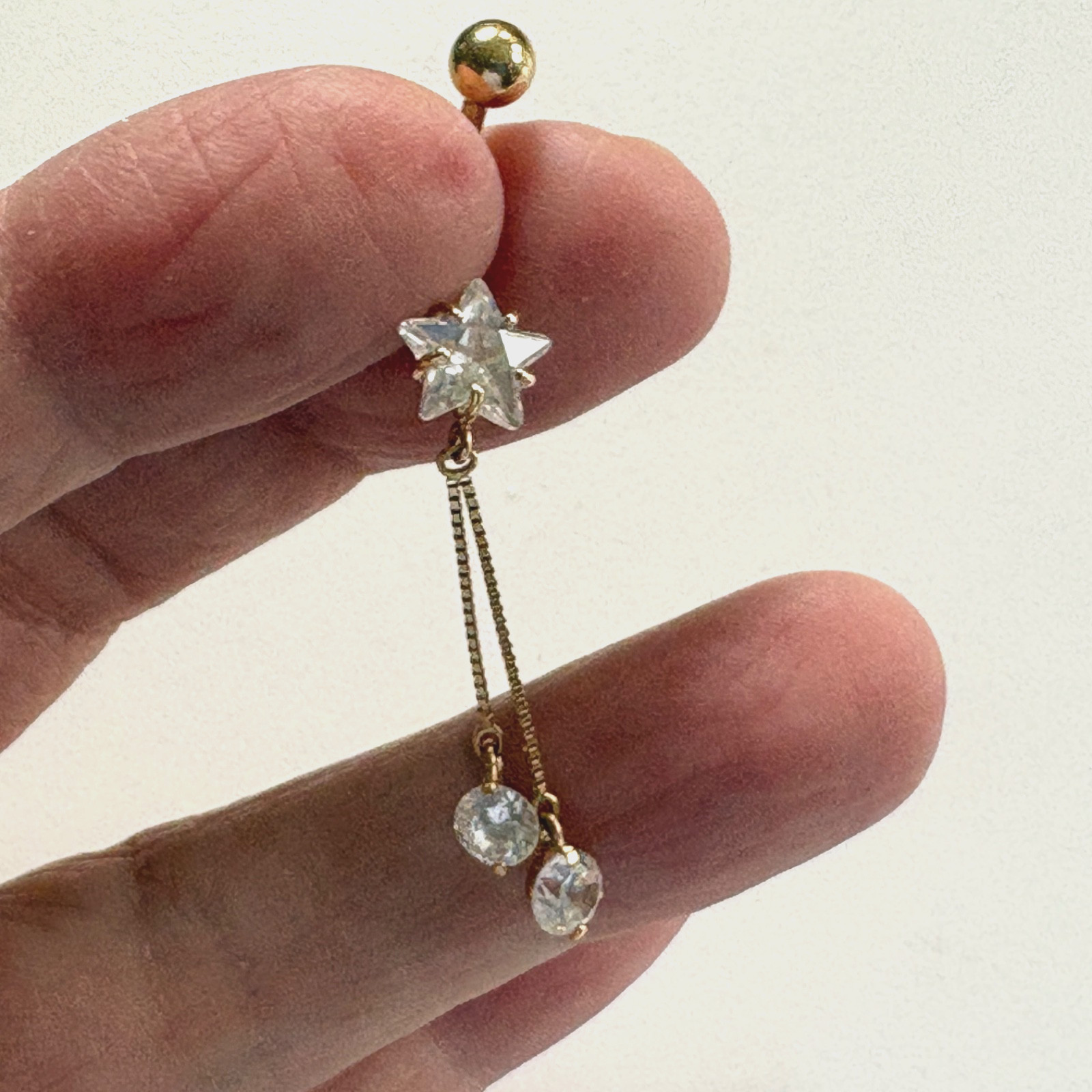 Solid 14k Yellow Gold belly NAVAL Body button rin… - image 1