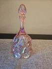 Fenton Art Glass Pink Carnival Glass 6 1/2" Bell Lily of the Valley design