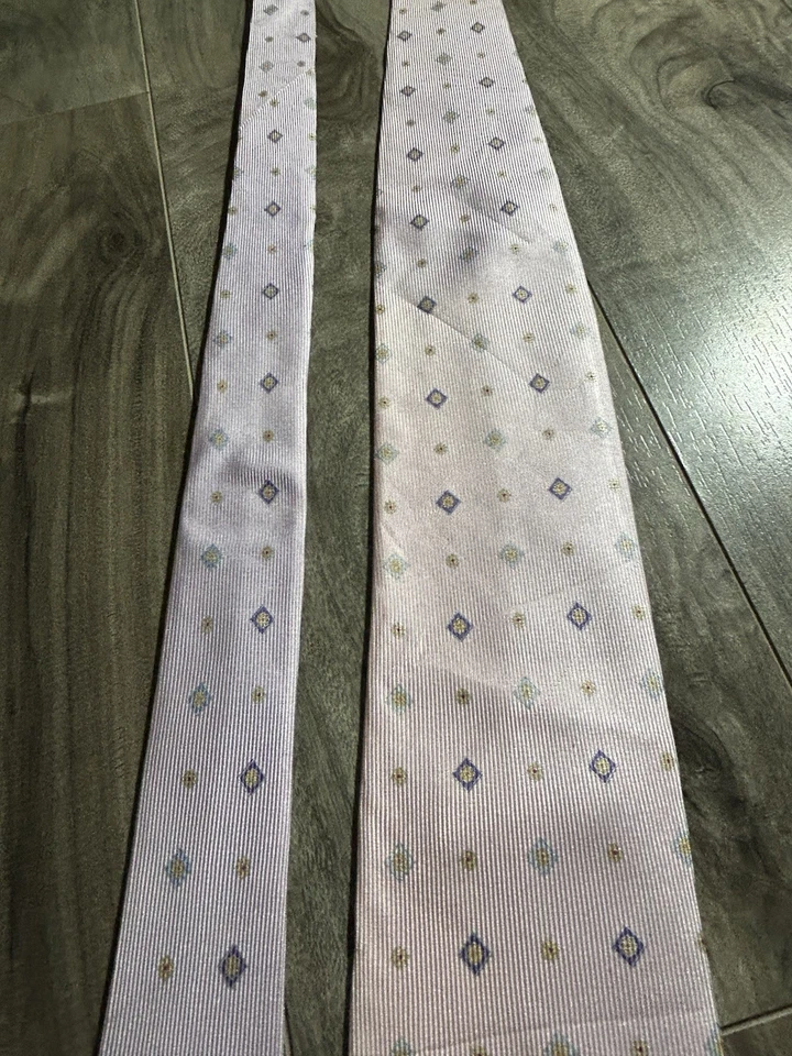 Brioni Mens Silk Necktie Italy Luxury Pink Lavender Geometric W 3.5” L 60” - Image 3 of 4