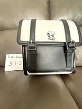 Peanuts Snoopy & Woodstock Black White Leather Backpack Cartoon Animation