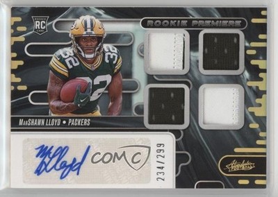 2024 Absolute Rookie Premiere Materials Quad 234/299 Marshawn Lloyd Auto RC v1x