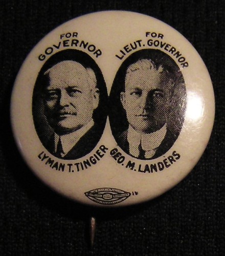 SCARCE 1910's LYMAN TINGIER / LANDERS FOR CONNECTICUT GOVERNOR LT GOV JUGATE PIN
