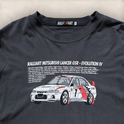 Vintage 90s Mitsubishi Ralliart Lancer Evo IV GSR T-Shirt - Size XL - Faded JDM 