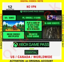 Xbox Game Pass Essential 12 Months / Game Pass Core USA REGION / WORLDWIDE