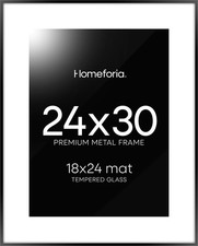 24x30 Poster Frame Black, High End Metal 24 x 30 Picture Frames with Mat 18 b...
