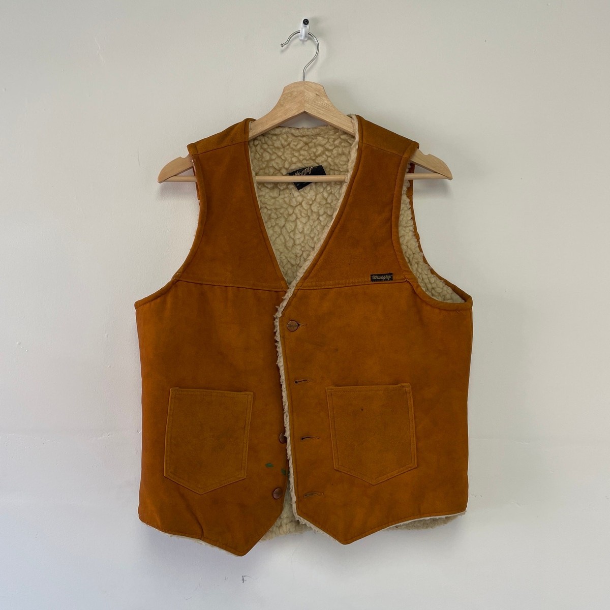 Vintage Wrangler Sherpa Lined Vest leather suede 70s 