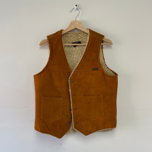 Vintage Wrangler Sherpa Lined Vest leather suede 70s