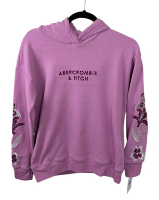 Abercrombie & Fitch NEW Spell Out Mauve Orchid Embroidered Hoodie 13/14 Cozy