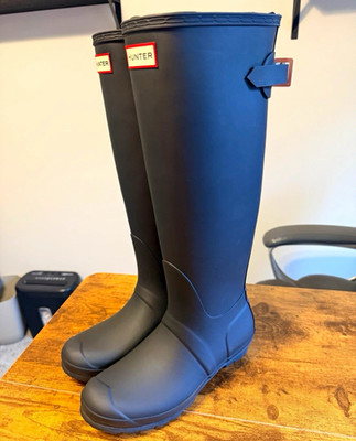 Hunter Women s Original Tall Back Adjustable Rain Boots Black US 8 EU 39 UK 6