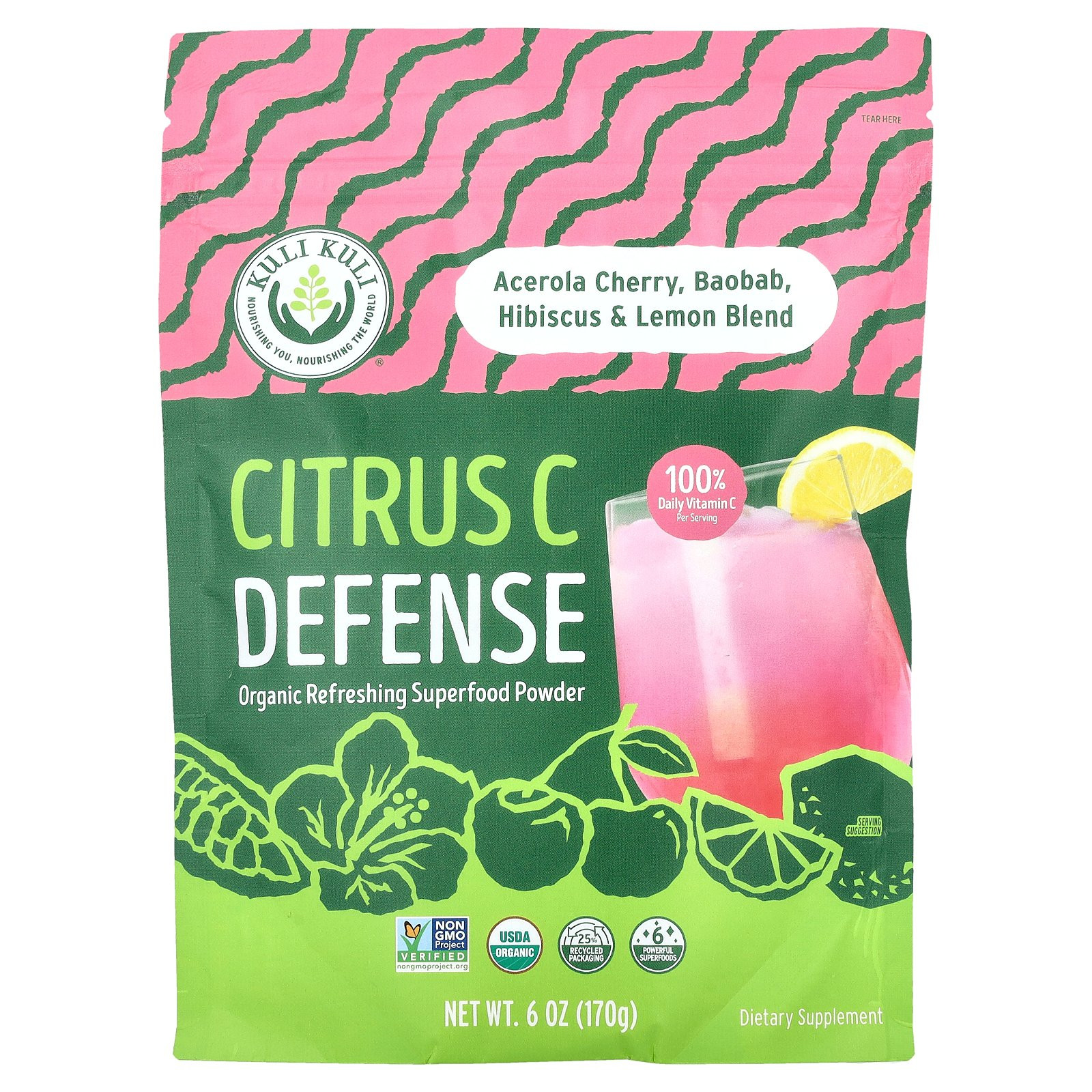 Citrus C Defense, органический освежающий суперпродуктовый порошок, 6 унций (170 г)
