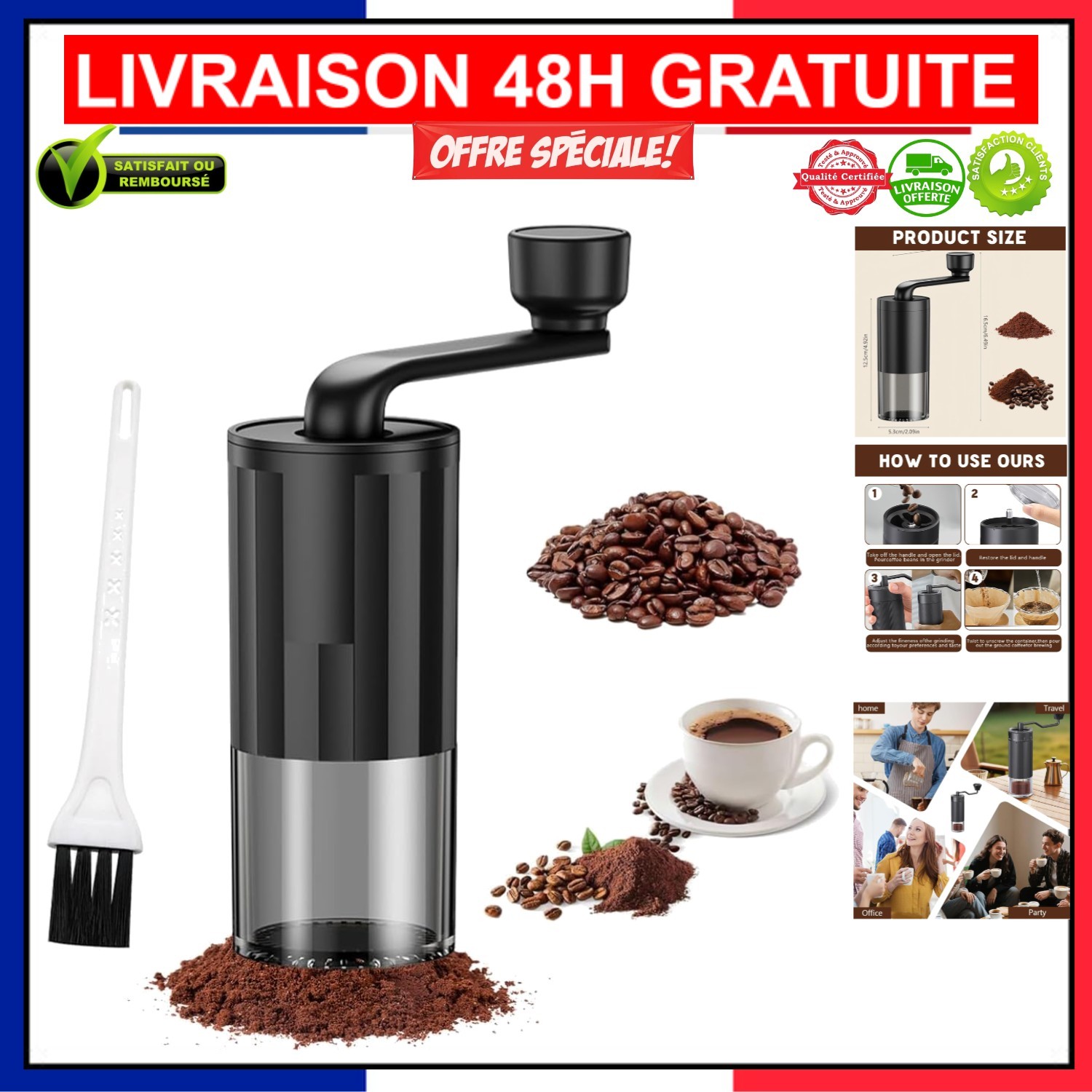 Broyeur de café manuel pour le camping et les randonnées nature