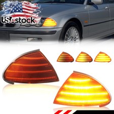 2x Sequential Amber Led Drl Corner Signal Light For 99-01 Bmw 3-series E46 Sedan