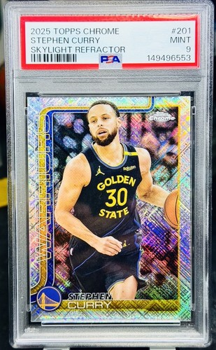 Stephen Curry 2025 Topps Chrome #201 Skylight Refractor PSA 9