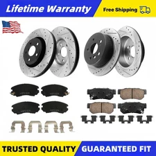 Front Rear Drilled Slotted Brake Rotors and Pads for 2007-2010 Hyndai Elantra