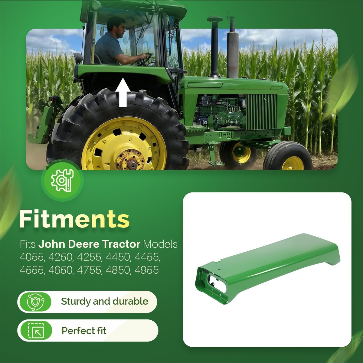 Verre supérieur R93150 compatible avec John Deere 4050 4055 4250 4255