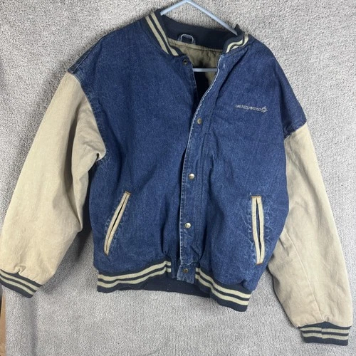 Vintage MV Sport Jacket Mens Large Blue Denim United Artists Varsity Movie 90s - product listing photo