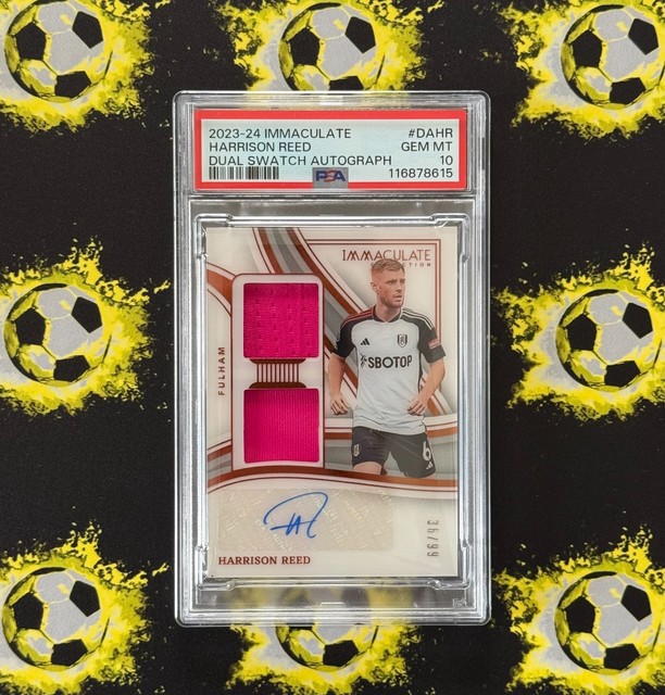 Harrison Reed DUAL SWATCH AUTO PSA 10, Fulham - 2023-24 Panini Immaculate #DAHR