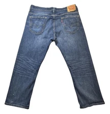 Levis 569 Jeans Mens 36x30 Blue Loose Straight Fit Denim Paint Stains Distressed