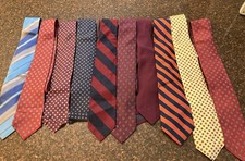 Silk Men  s Ties Lot Of 10 Various Patterns, Colors Exc. Cond.