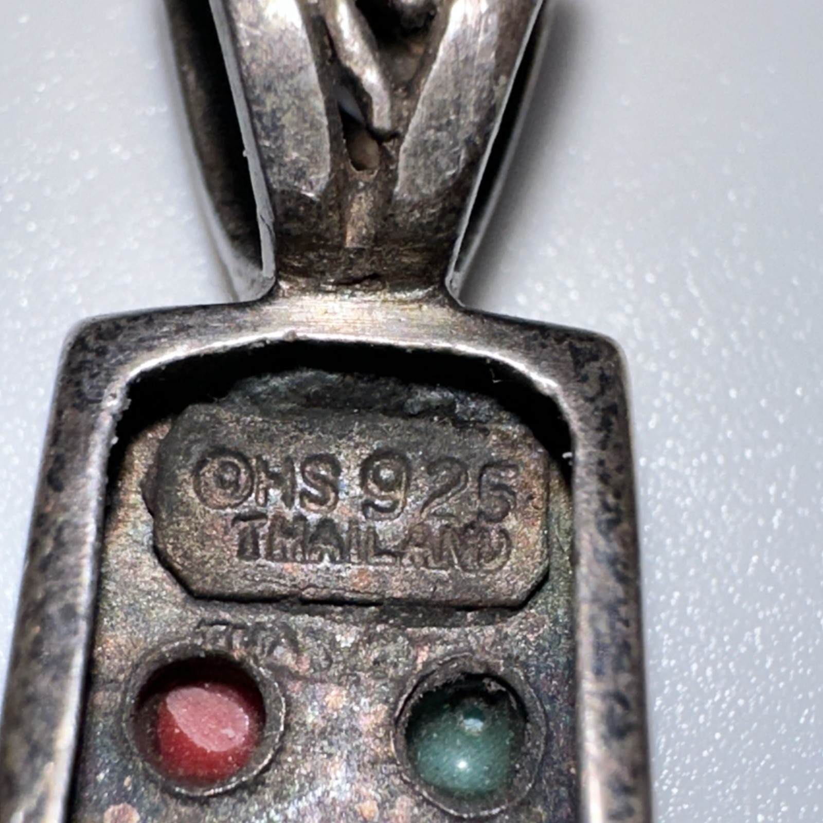 Multi Stone Rectangular Pendant & Earrings Set St… - image 5