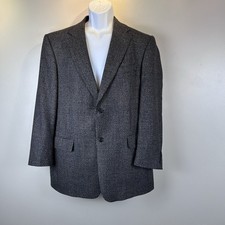 Mens 41R Micro Houndstooth Two Button Blazer Jacket Black White Made in USA