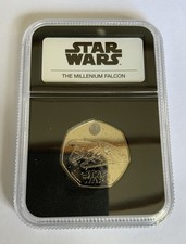 Disney 2024 UK Star Wars Millennium Falcon 50p Graded Coin. In Capsule