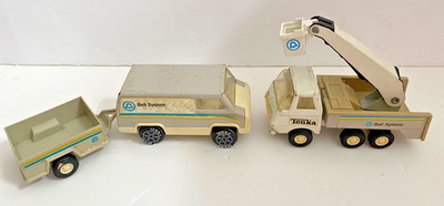 Oldtimer Tonka Klingelanlage LKW und andere Glockenanlage Kastenwagen mit Anhänger 70er Jahre