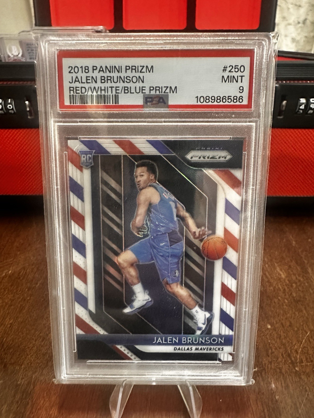 2018-19 Panini Prizm Jalen Brunson Red/White/Blue PSA 9