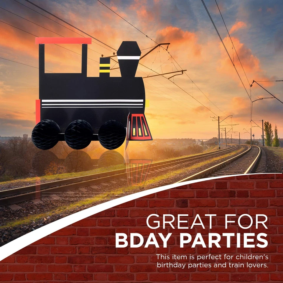 Tren Decoraciones Cumpleaños, Centro de Mesa Tren Cartón para Fiesta Infantil, 3 Pasteles... Foto 3 de 4