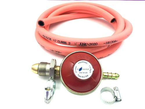 LPG Propane Gas Low Pressure Regulator With 2 Metre 8mm ID Hose Pipes and Clips - Picture 9 of 12